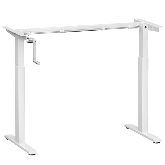 Giantex Crank Height Adjustable Standing Desk Frame, Manual Hand Crank Workstation Base, Ergonomic Sit to Stand Base w/ Foldable Crank Handle, Hook, Cable Management Rack, White