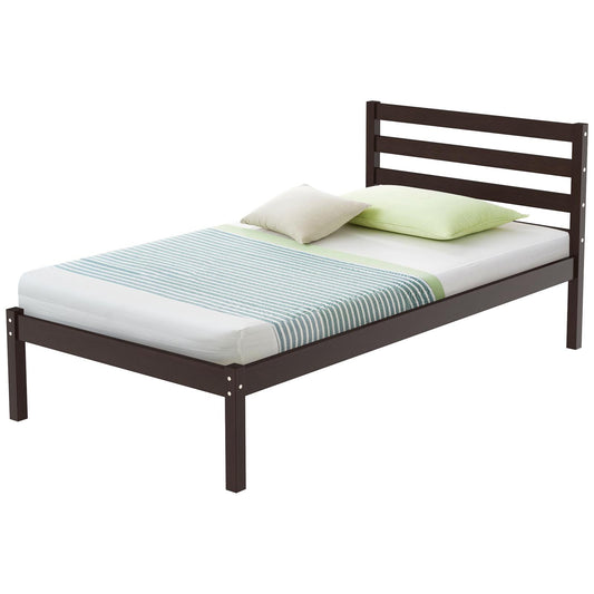 Giantex Wood Platform, Bed Frame w/Headboard, Bed Mattress Foundation w/Strong Slat Support, Twin Size