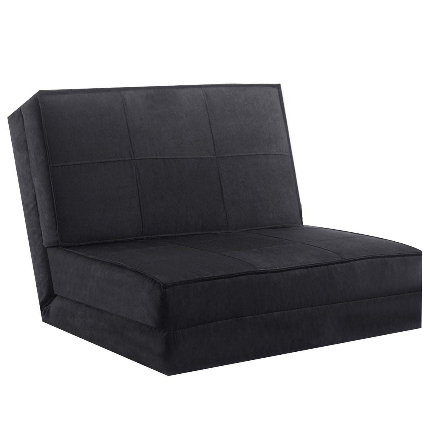 Giantex 5-Position Adjustable Floor Couch Sofa, Folding Convertible Sponge Padded Flip Chair w/Soft Suede Cover, 3-in-1 Guest Chaise Lounge Mattress Bed for Reading Gaming Sleeping, Black