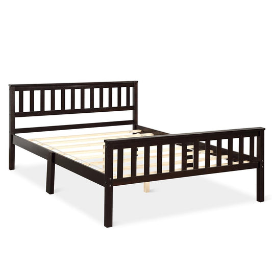 Giantex Pine Wooden Platform Bed Frame w/Headboard & Footboard, Solid Deluxe Wood Bed w/Slats Support with 6 Legs, No Box Spring Needed, Easy Assembly