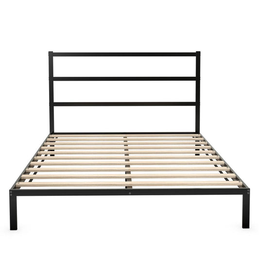 Giantex Metal Bed Frame w/Headboard, Bed Frame Mattress Foundation w/Wood Slat Support, No Box Spring Needed, Queen