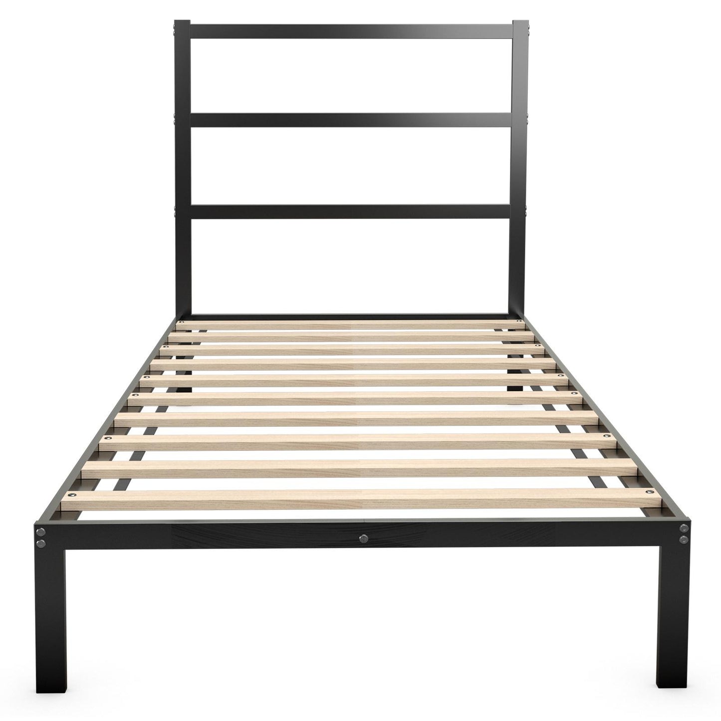 Giantex Metal Bed Frame w/Headboard, Bed Frame Mattress Foundation w/Wood Slat Support, No Box Spring Needed, Twin
