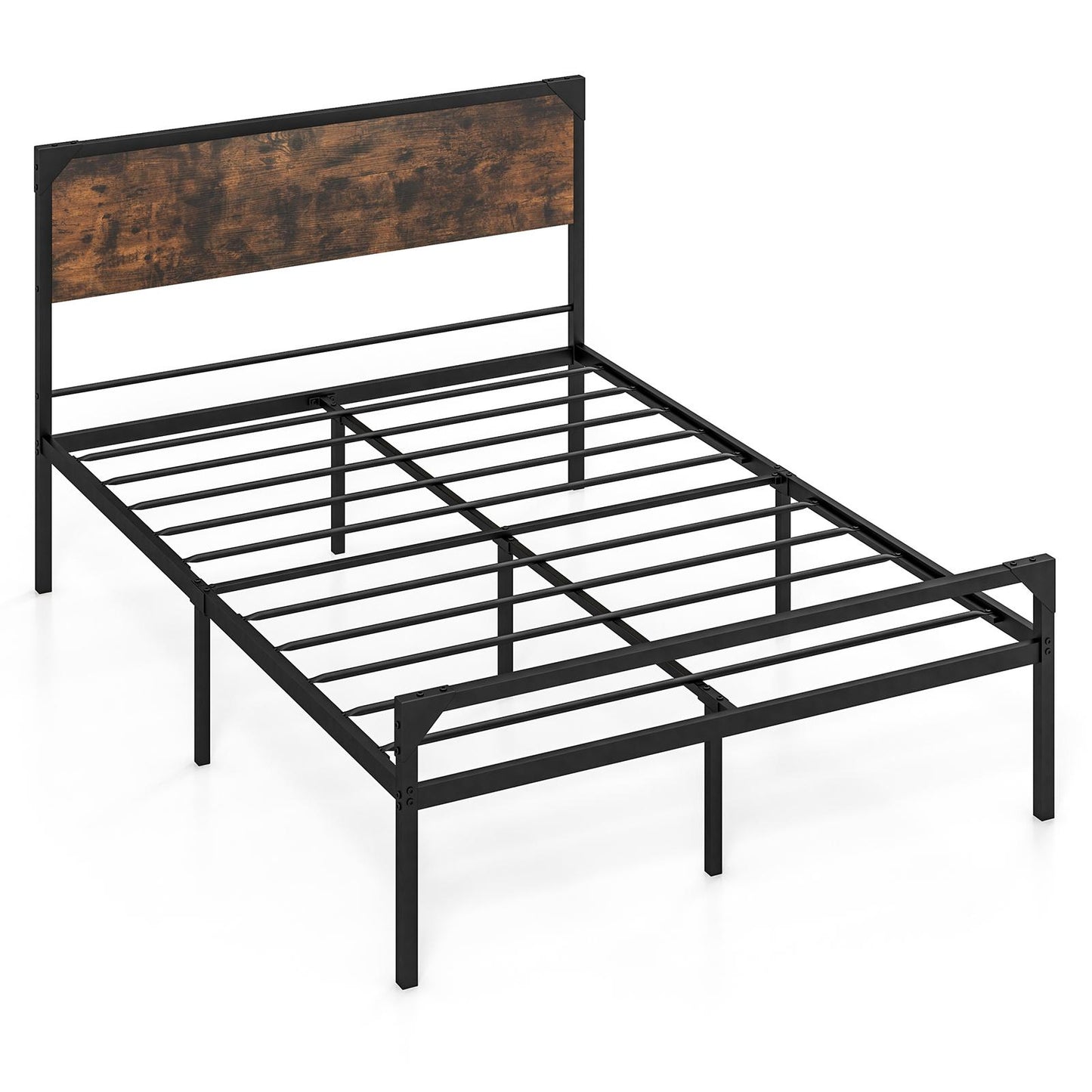 Giantex Metal Bed Frame w/Wood Headboard, Full Size Platform Mattress Foundation w/Under Bed Space & Strong Metal Slat Support, No Box Spring Needed, Easy Assembly