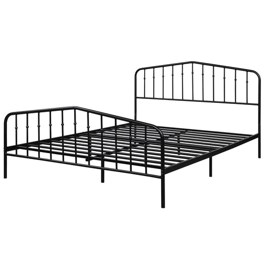 Giantex  Queen Size Metal Bed Frame, Vintage Mattress Foundation w/Headboard & Footboard, No Box Spring Needed, Easy Assembly, Black