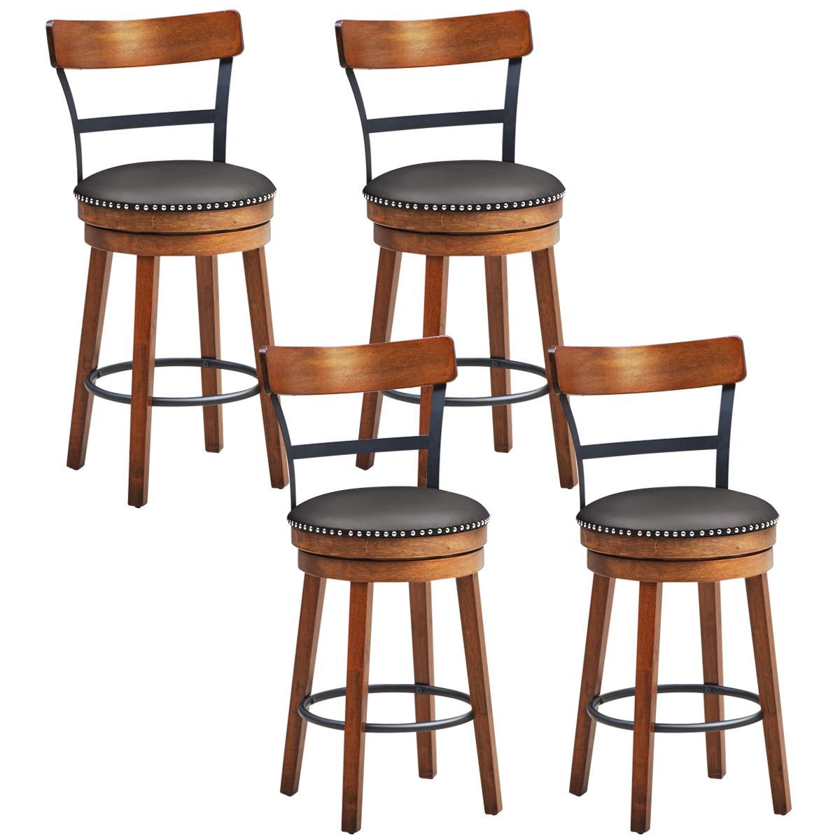 Giantex 25.5" Bar Stools, 360-Degree Swivel Stools wi Leather Padded Seat, Counter Height Stools for Pub, Restaurant, Kitchen (4)