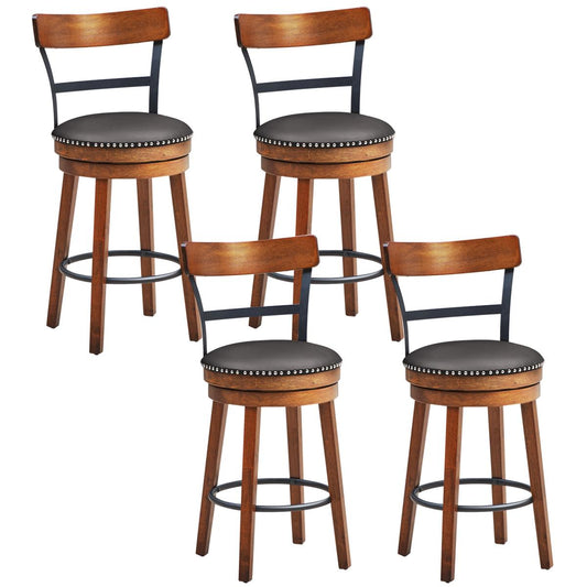 Giantex 25.5" Bar Stools, 360-Degree Swivel Stools wi Leather Padded Seat, Counter Height Stools for Pub, Restaurant, Kitchen (4)