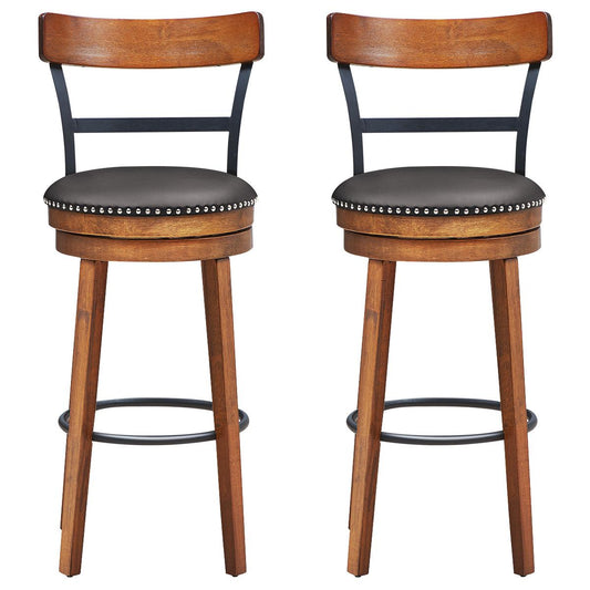 Giantex 30.5" Bar Stools, 360-Degree Swivel Stools wi Leather Padded Seat, Counter Height Stools for Pub, Restaurant, Kitchen (2)