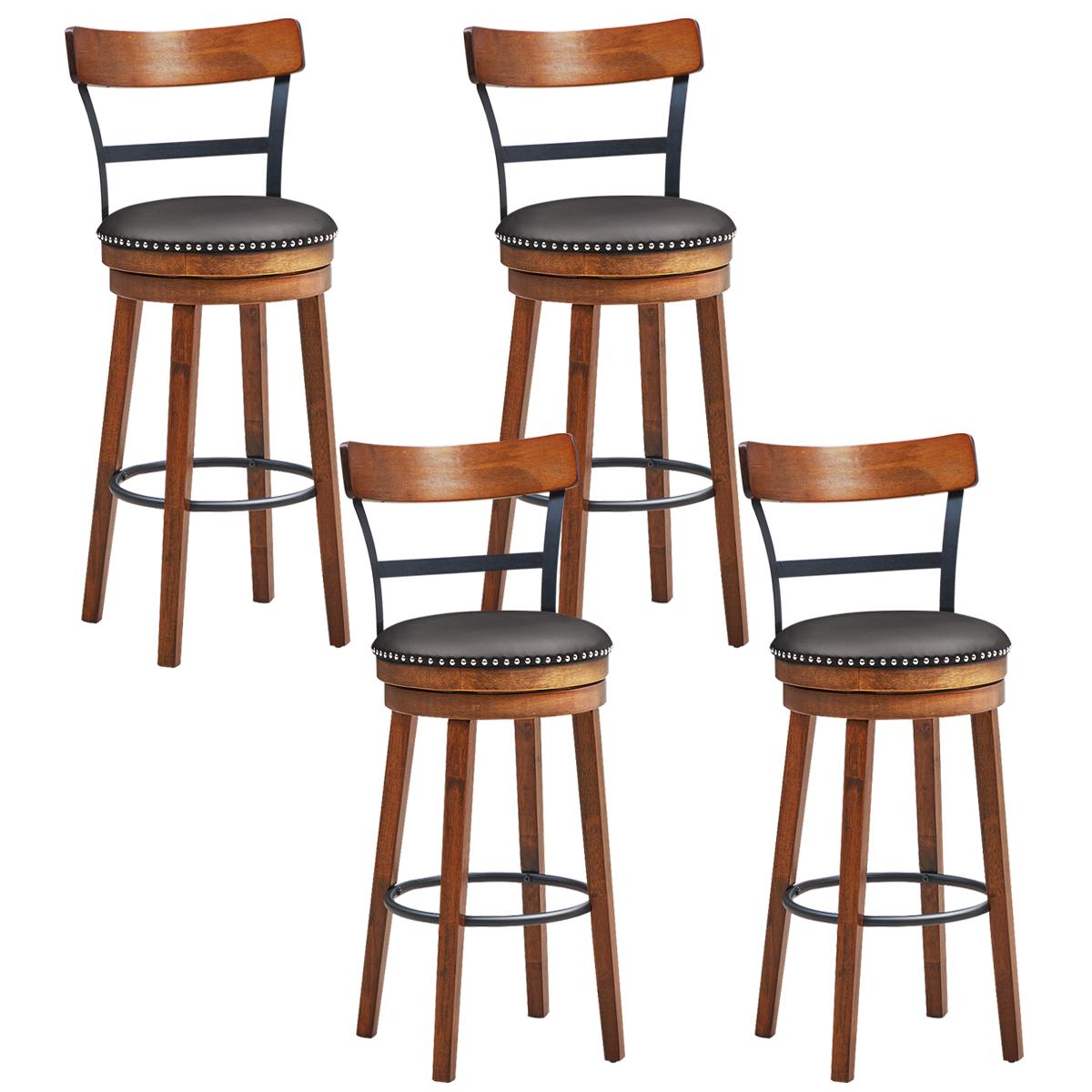 Giantex 30.5" Bar Stools, 360-Degree Swivel Stools wi Leather Padded Seat, Counter Height Stools for Pub, Restaurant, Kitchen (4)