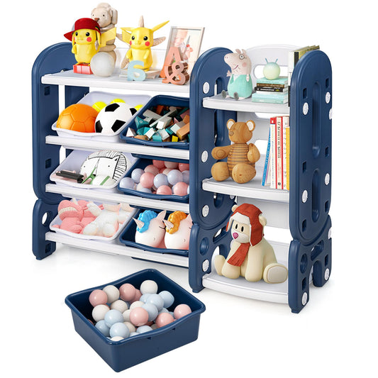 Giantex 4-Tier Kids Toy Storage Organizer, 2-in-1 Toddler Furniture Unit for Playroom Daycare