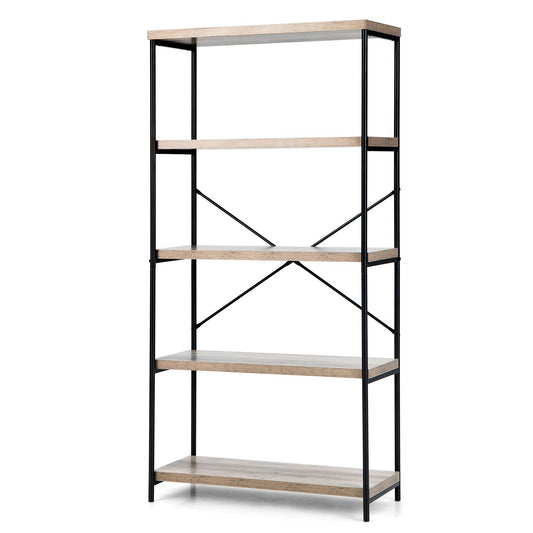 Giantex 4-Tier Bookshelf, Display & Storage Organizer w/Ample Space & Iron Frame, Vintage Storage Shelves for Home Office