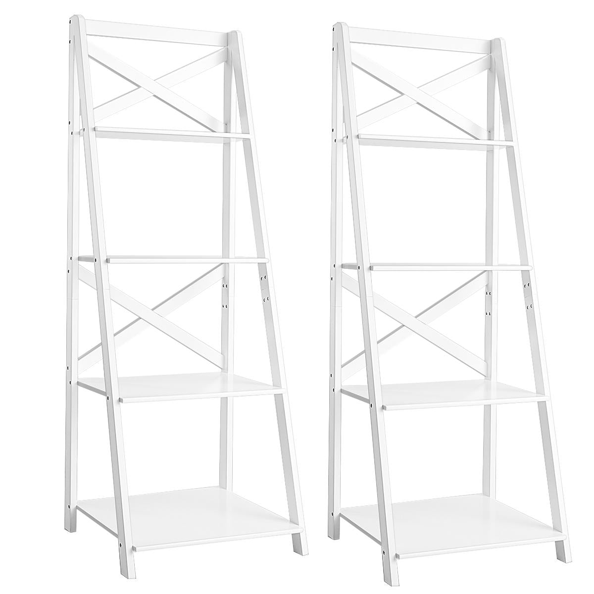 Giantex 2PCS Modern 4-Tier Ladder Shelf, Free Standing Wooden  Bookcase, Organizer Shelf for Living Room Kitchen Office