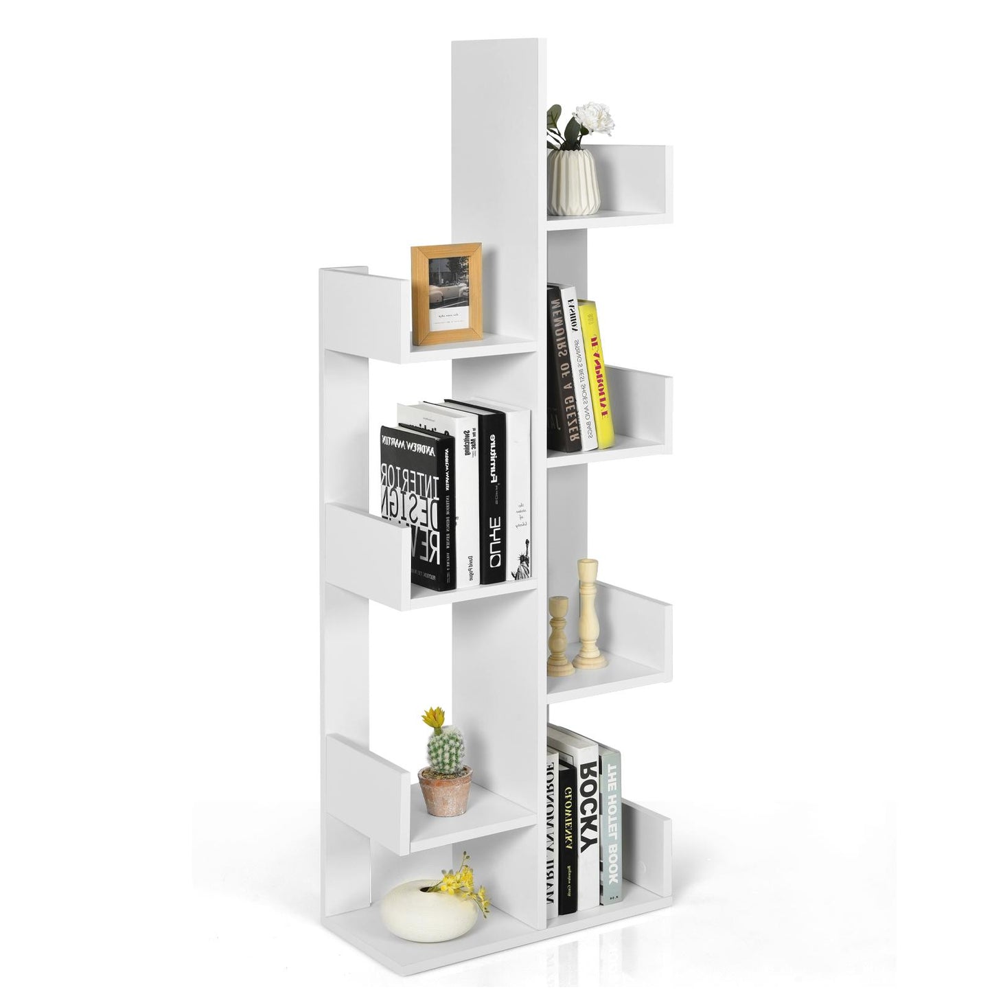 Giantex 8-Tier Bookshelf, Display Shelf & Multipurpose Storage Shelf, Space-Saving Bookcase, Storage Holder Rack for Home/Office, White