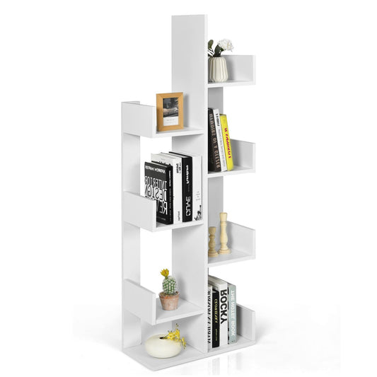 Giantex 8-Tier Bookshelf, Display Shelf & Multipurpose Storage Shelf, Space-Saving Bookcase, Storage Holder Rack for Home/Office, White