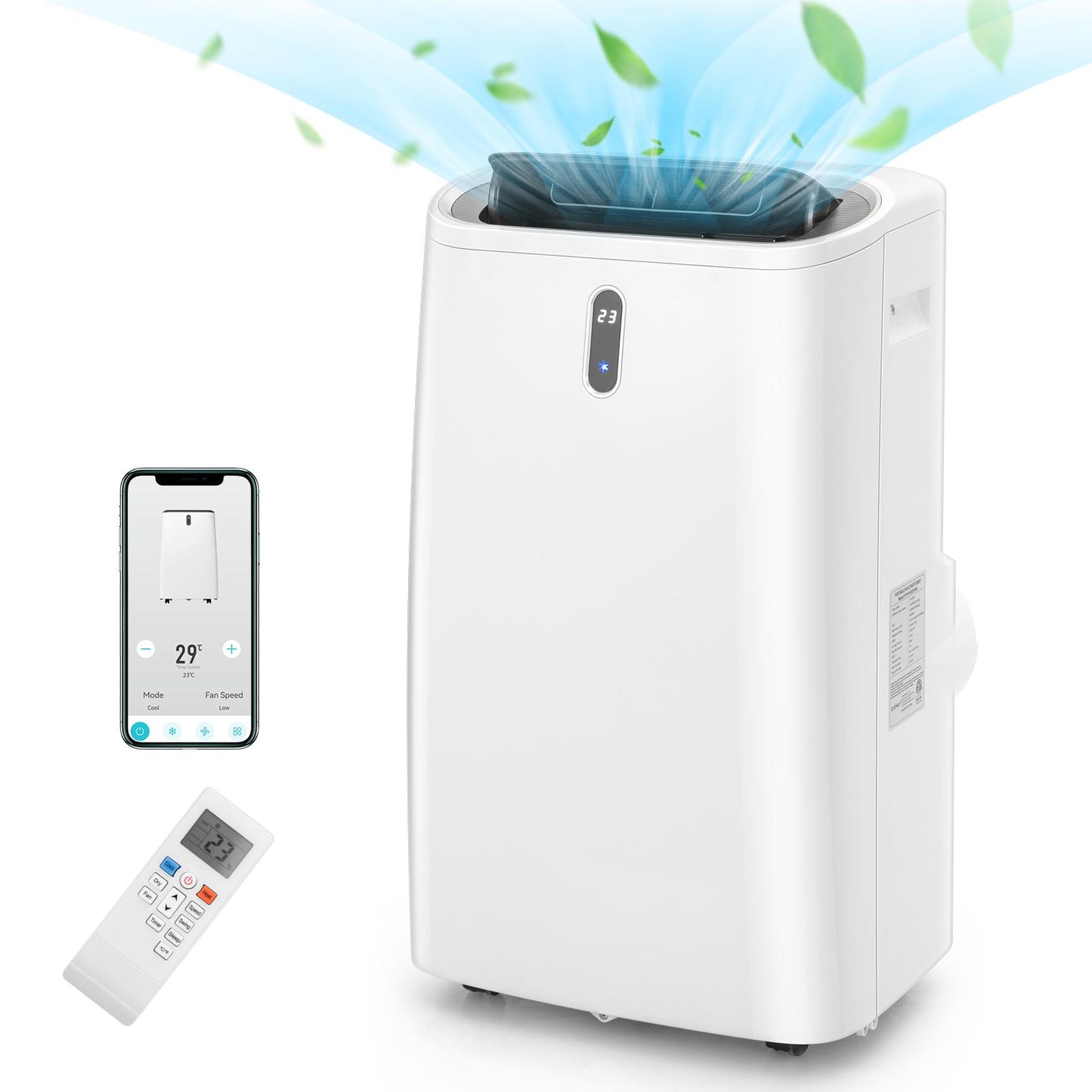 4-in-1 Portable Air Conditioner w/Remote Control, AC Unit w/Cool, Heat, Fan, Dry & Sleep Mode, 24H Timer, Smart Phone Control, Air Cooler w/Window Kit