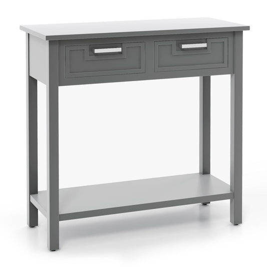 Giantex Console Table, Sofa Table w/2 Drawers & Bottom Shelf, Multipurpose Accent Table for Living Room, Bathroom, Hallway, Entryway, Gray