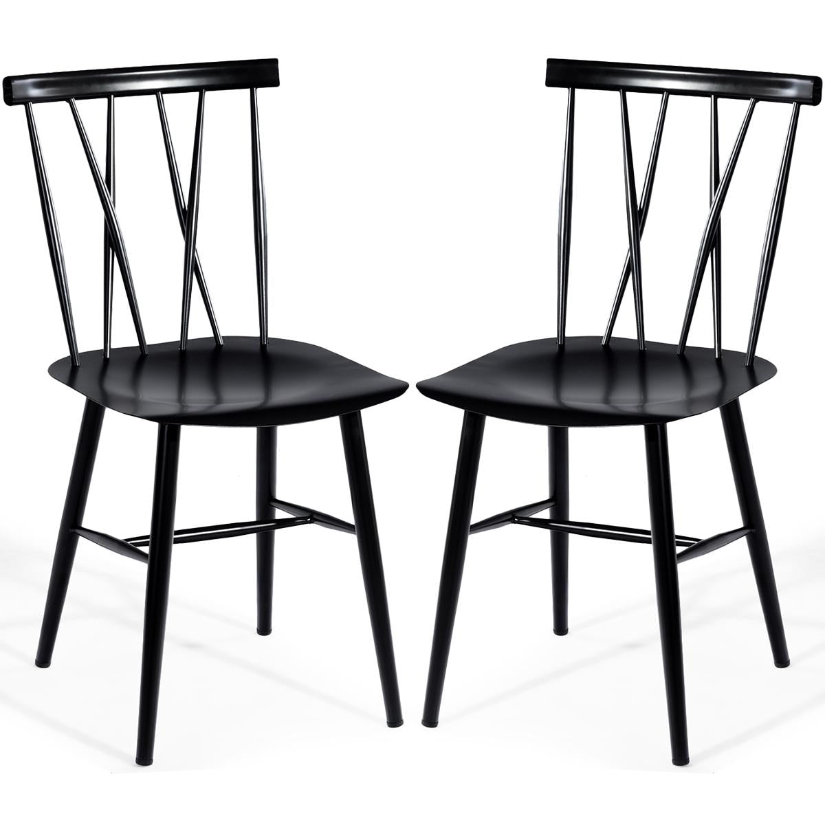 Giantex Set of 2 Dining Chairs, Counter Metal Side Chairs w/Curved Backrest, Armless Cross Back Barstool for Kitchen, Restaurant, Cafe