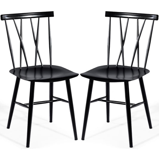 Giantex Set of 2 Dining Chairs, Counter Metal Side Chairs w/Curved Backrest, Armless Cross Back Barstool for Kitchen, Restaurant, Cafe
