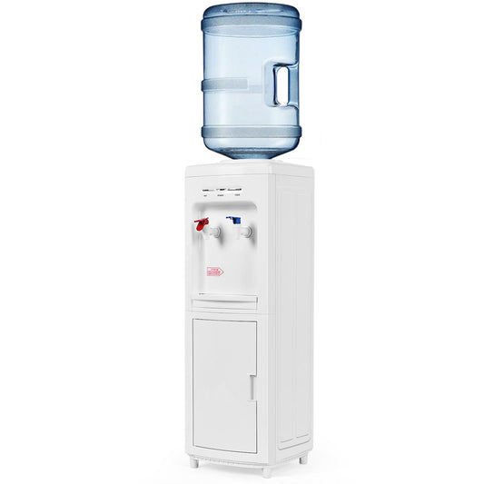 Giantex Top Loading Water Cooler Dispenser 5 Gallon w/Storage Cabinet, Normal Temperature & Hot Water Bottle Load Electric, Ideal for Home Office