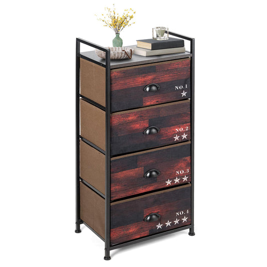 Giantex 4-Drawer Dresser Organizer, Fabric Dresser Tower w/Textured Print Drawers, Easy Pull Handle, Storage Cabinet Tower Unit