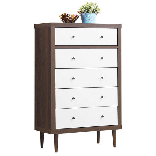 Giantex 5 Drawer Double Dresser, Storage Cabinet Organizer Collection w/Solid Wood Frame & Handles, Chest of Drawers for Bedroom, Living Room, Hallway