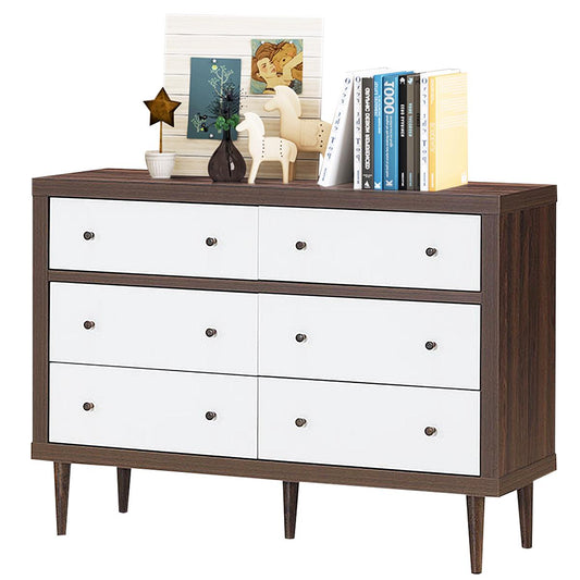 Giantex 6 Drawer Double Dresser, Storage Cabinet Organizer Collection w/Solid Wood Frame & Handles, Chest of Drawers for Bedroom, Living Room, Hallway