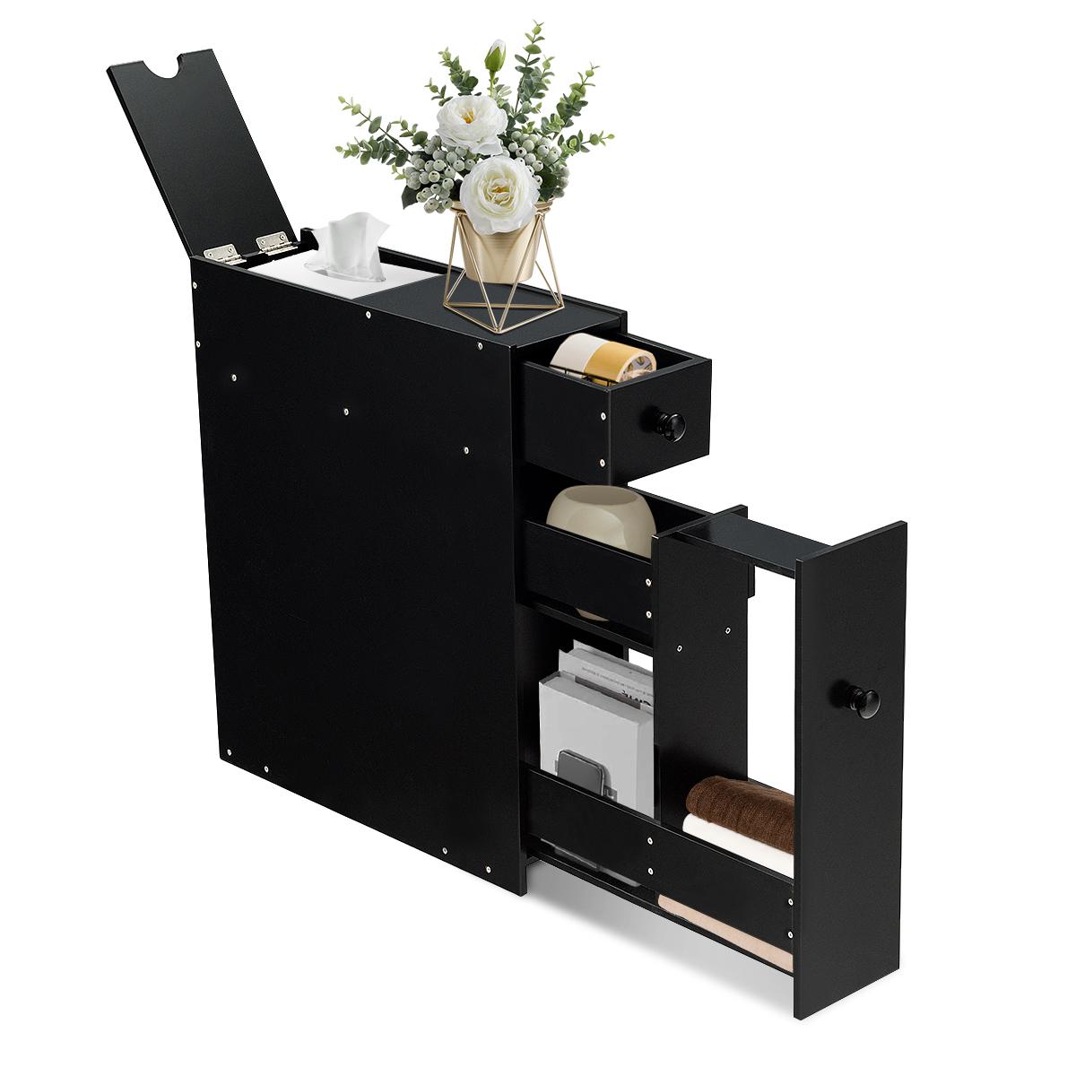 Giantex Freestanding Bathroom Floor Cabinet, Small Storage Cabinet W/2 Drawers, Wooden Narrow Organizer, Side Cabinet for Bathroom, Kitchen, Living Room