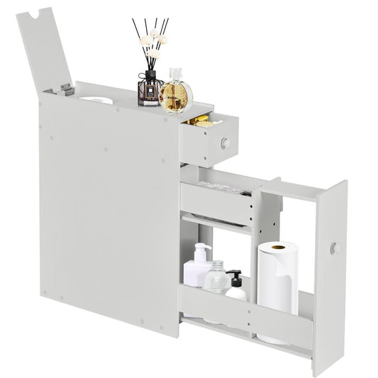 Giantex Freestanding Bathroom Floor Cabinet, Small Storage Cabinet W/2 Drawers, Wooden Narrow Organizer, Side Cabinet for Bathroom, Kitchen, Living Room