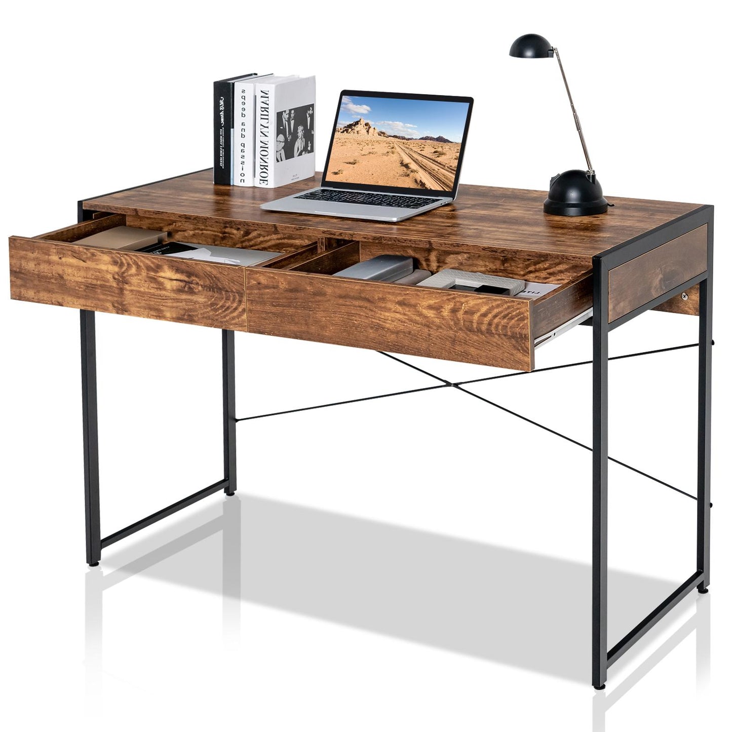 Giantex Computer Desk w/Drawers, Industrial Study Writing Desk for Home Office