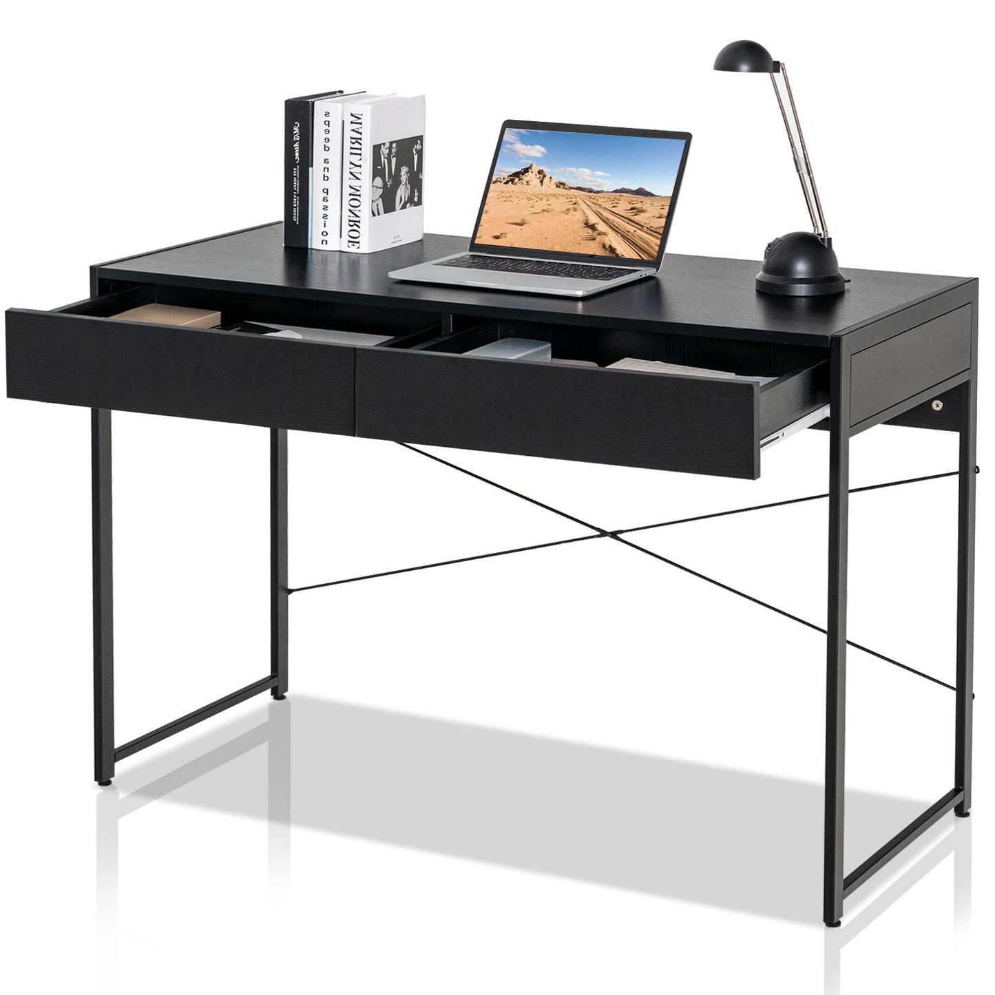 Giantex Computer Desk w/Drawers, Industrial Study Writing Desk for Home Office
