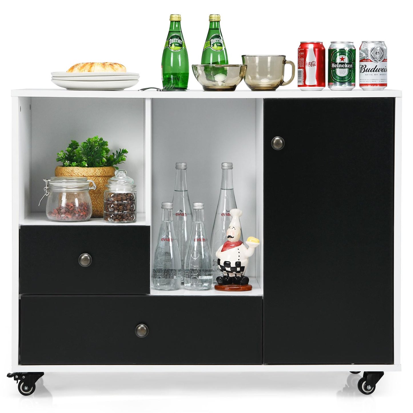 Giantex Mobile Lateral File Cabinet, Rolling Storage Office Printer Stand w/Lockable Wheels, Adjustable Shelves