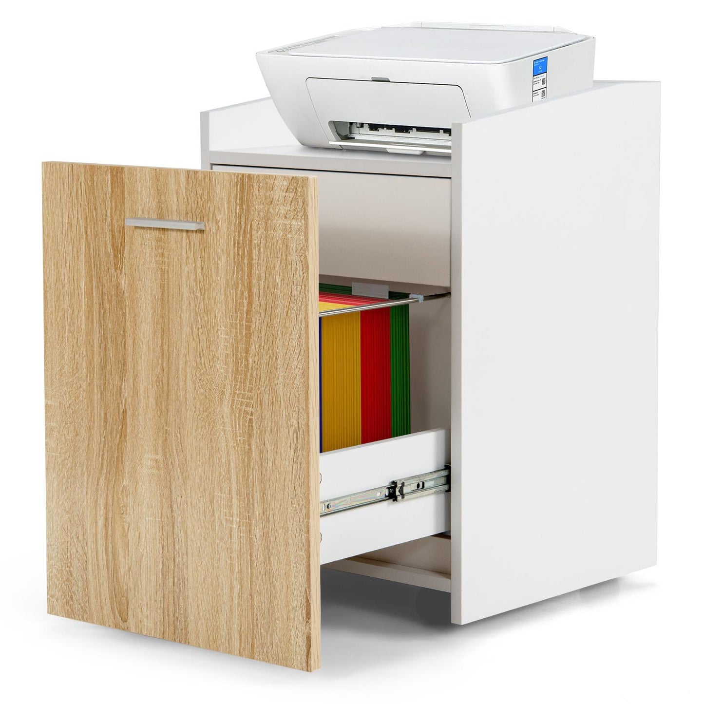 Giantex File Cabinet for Home Office, Mobile Filing Cabinet w/Hanging Bar for Letter Size, Rolling Print Stand, Under Desk Vertical