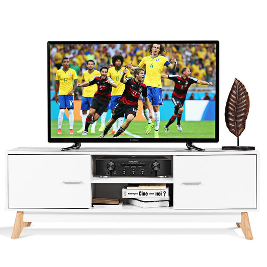 Giantex Wooden TV Stand for 60 Inch TV, Storage Cabinets w/2 Open Shelves for Home Living Room Furniture