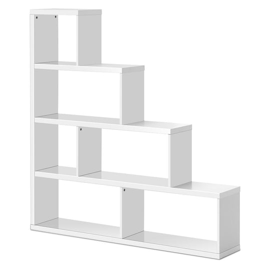 Giantex 10 Shelves Bookshelf, L Shaped Freestanding Ladder Corner Bookshelf w/6 Cubes, Stepped Etagere Bookcase, 5 Tier Wooden Storage Display Shelf for Home Office