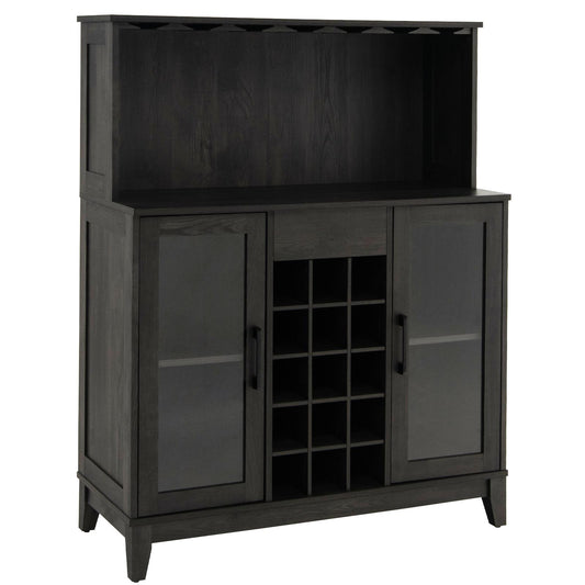 Giantex Wine Bar Cabinet, Liquor Cabinet w/Removable Wine Rack, Farmhouse Buffet Sideboard Storage Cabinet w/Adjustable Shelves & Tempered Glass Doors