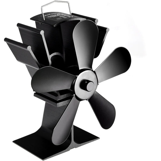Giantex 5 Blades Wood Burning Stove Fireplace Fan, Multi-Function Heat Dissipation Automatic Fan for Wood Log Burning & Circulating Warm, Eco Friendly
