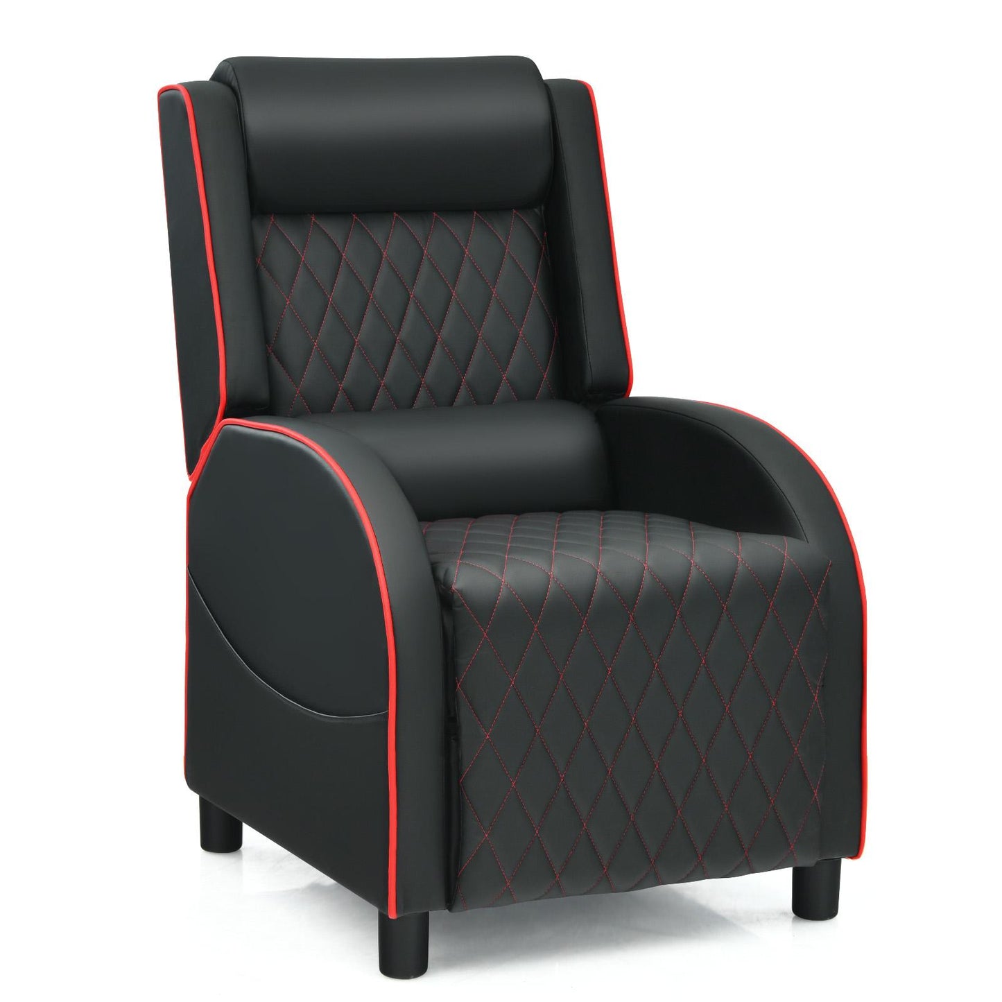 Giantex Massage Gaming Recliner Chair, PU Ergonomic Single Sofa w/Headrest, Lumbar Support, Racing Style, Reclining Home Theater Seating