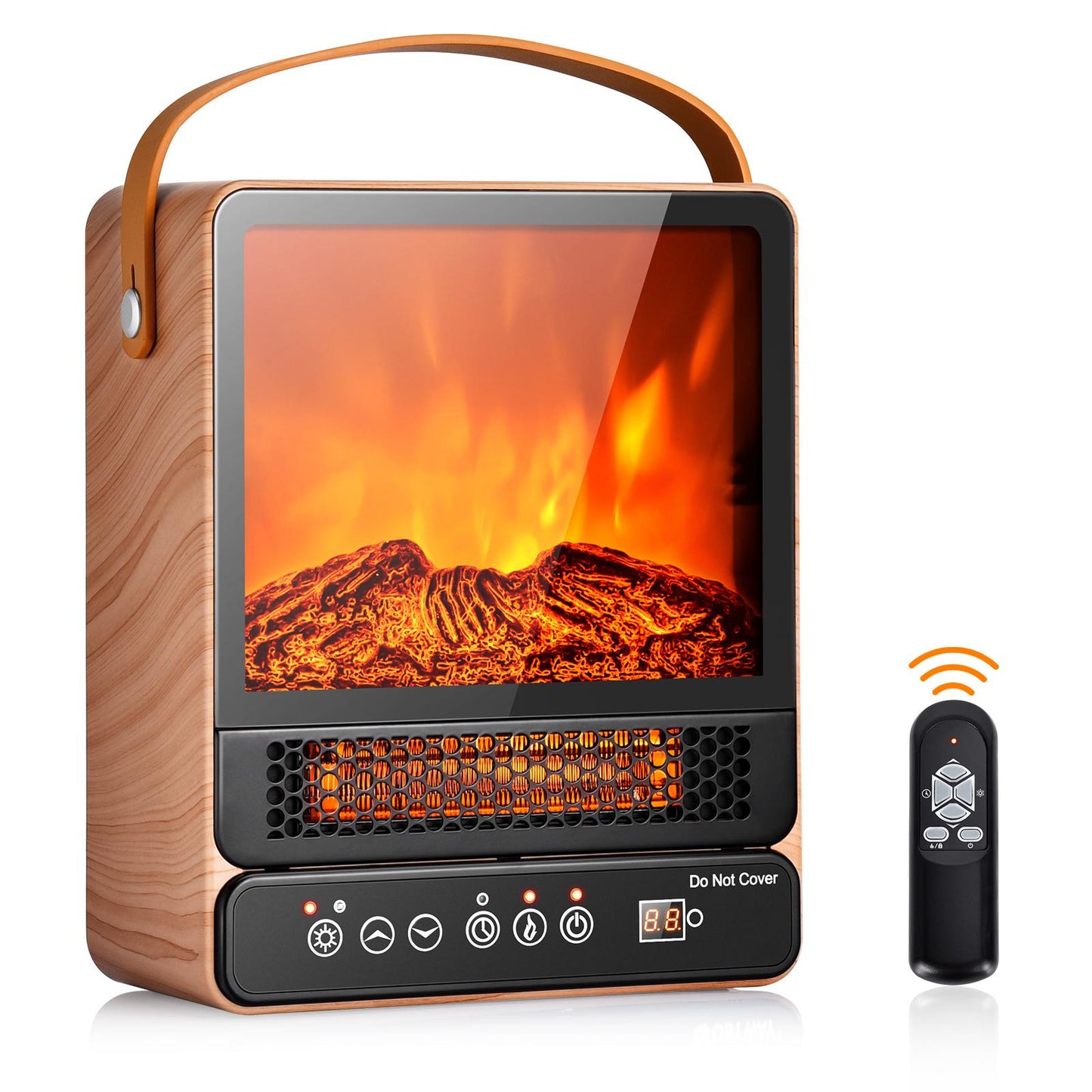 Giantex Portable Retro Electric Fireplace, 1500W Tabletop Electric Space Heater w/3D Flame & Child Lock for Home Office
