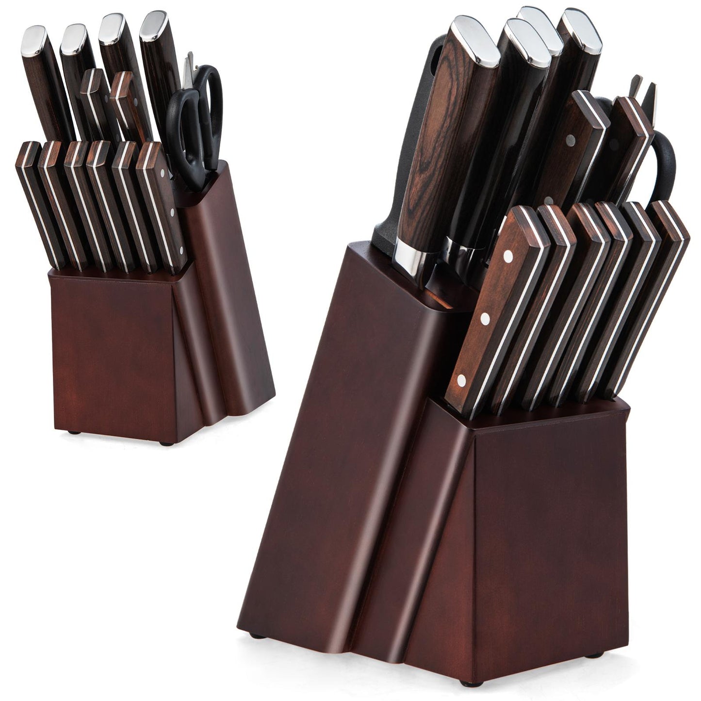 Giantex 15-Piece Kitchen Knife Set w/Block, Stainless Steel Knife Set for Home