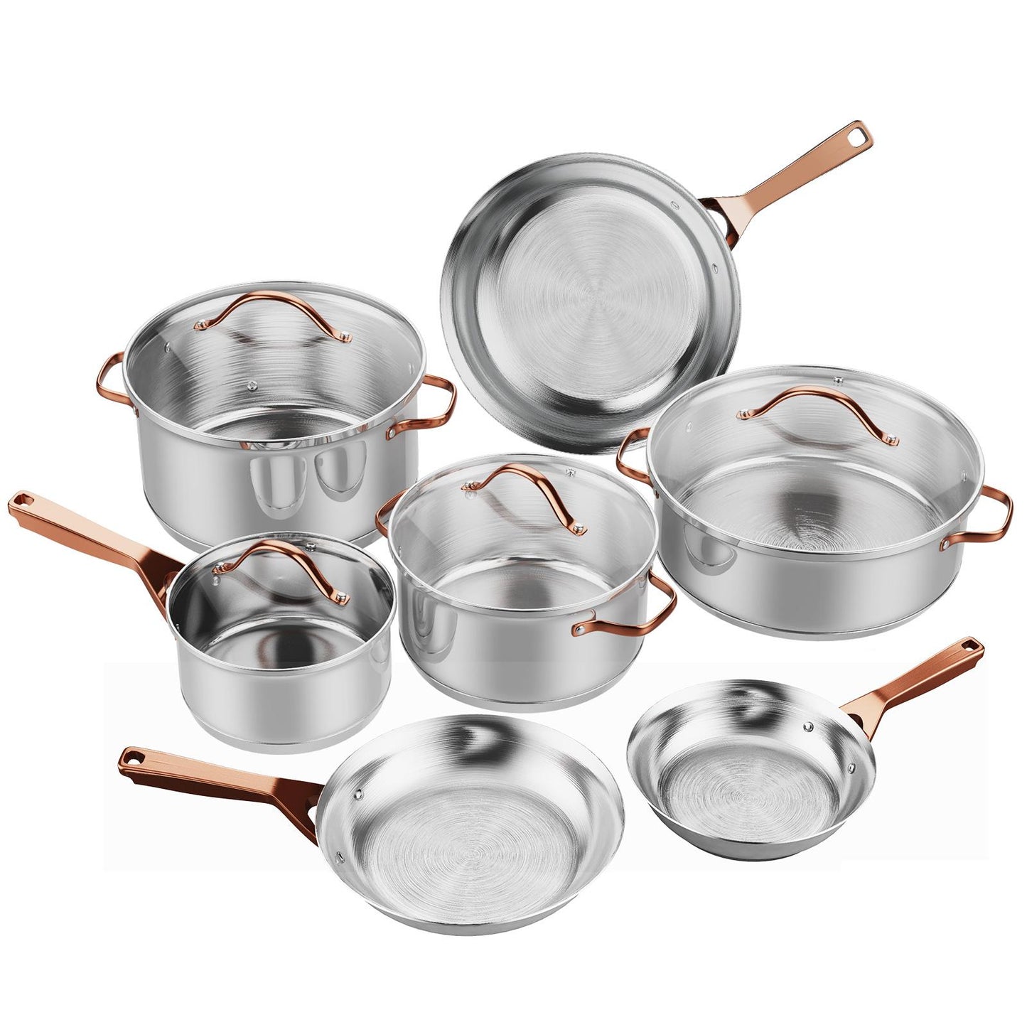 GianTEX 11-Piece Pots & Pans Set, Kitchen Cookware w/Steam Vent, Exquisite Handles