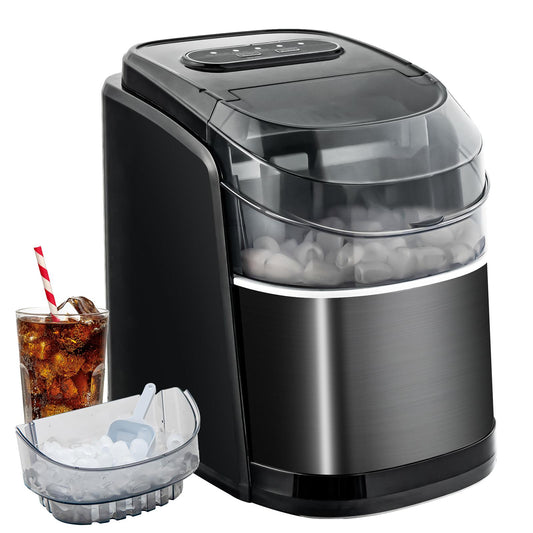 GIantex Countertop Ice Maker, 26 LBS/24H, 9 Cubes in 6 Mins, Portable Ice Cube Making Machine w/Self-Clean Function, Black