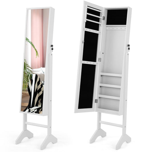 Giantex Jewelry Organizer, Standing Jewelry Armoire Cabinet, Stand up Jewelry Box, White