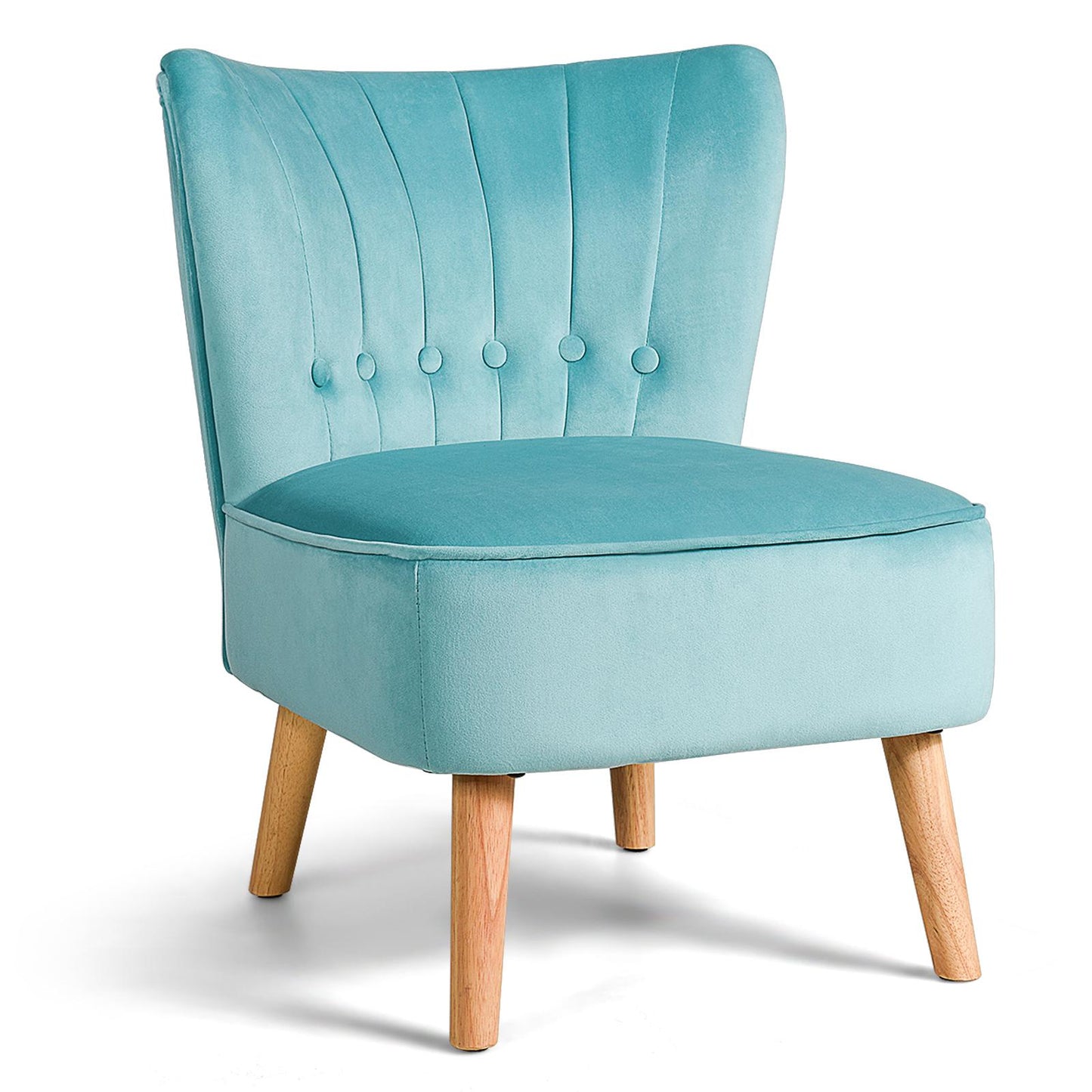 Giantex Armless Accent Chair, Wingback Velvet Sofa Chair w/Wood Legs & Thick Padded Seat, Upholstered Leisure Club Chair, Green