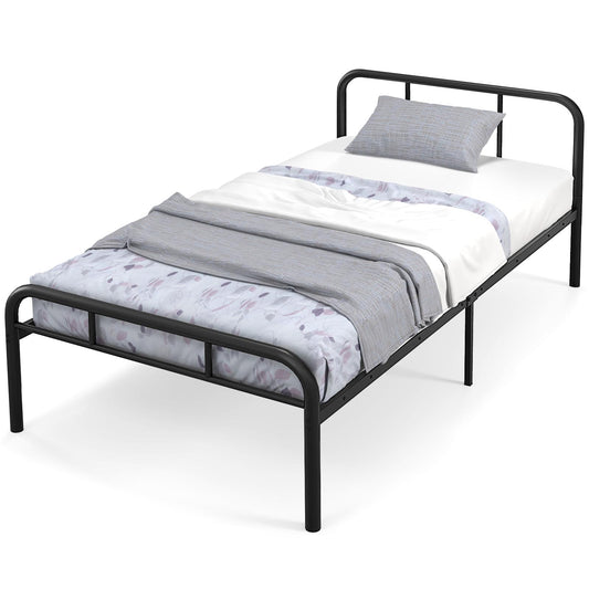 Giantex Twin Metal Bed Frame, Heavy-Duty Mattress Foundation w/Headboard & Footboard, No Box Spring Needed, Easy Assembly, Black