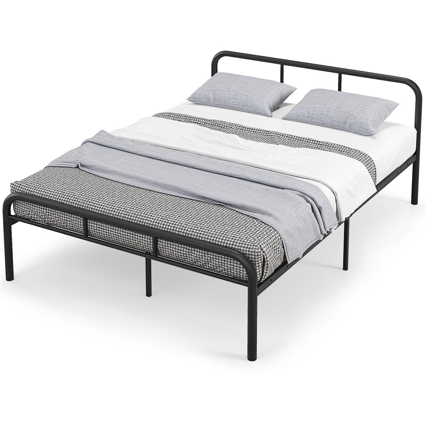 Giantex Metal Bed Frame, Heavy-Duty Mattress Foundation w/Headboard & Footboard, No Box Spring Needed, Easy Assembly, Black Full