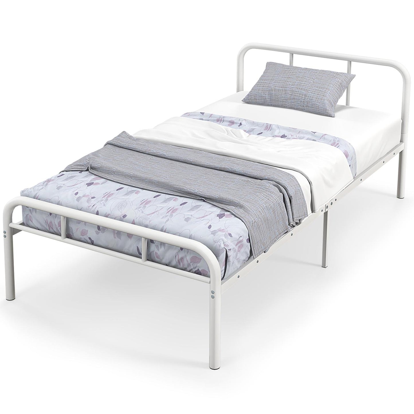 Giantex Full/Twin Metal Bed Frame, Heavy-Duty Mattress Foundation w/Headboard & Footboard, No Box Spring Needed, Easy Assembly