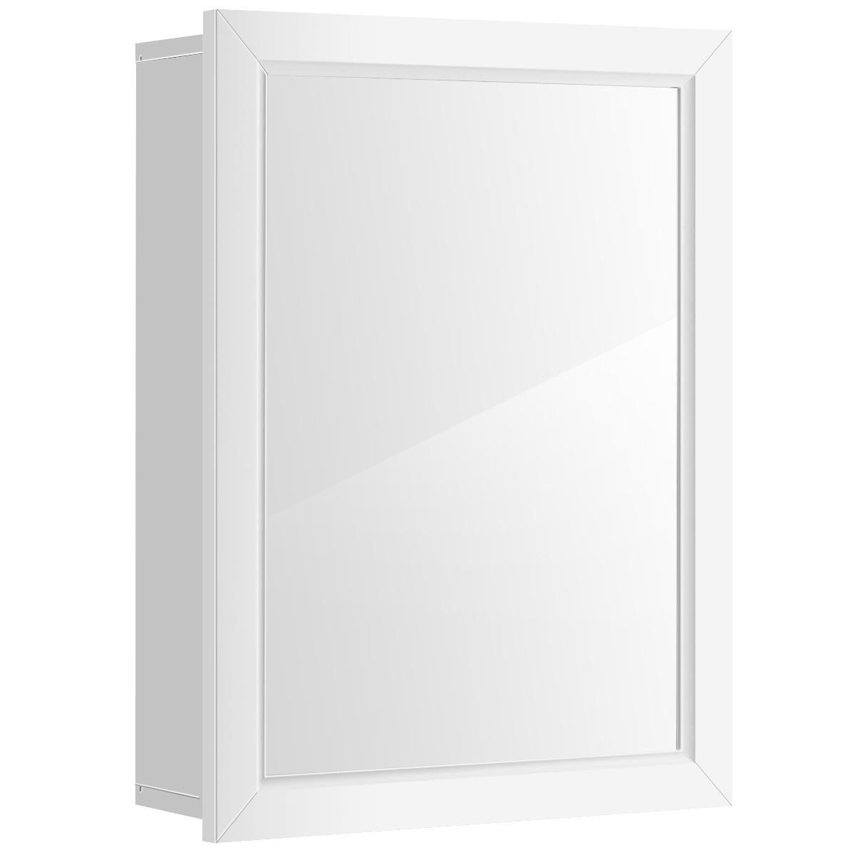 Giantex Bathroom Medicine Cabinet, Wall Mount Mirrored Storage Organizer w/Adjustable Shelf, White