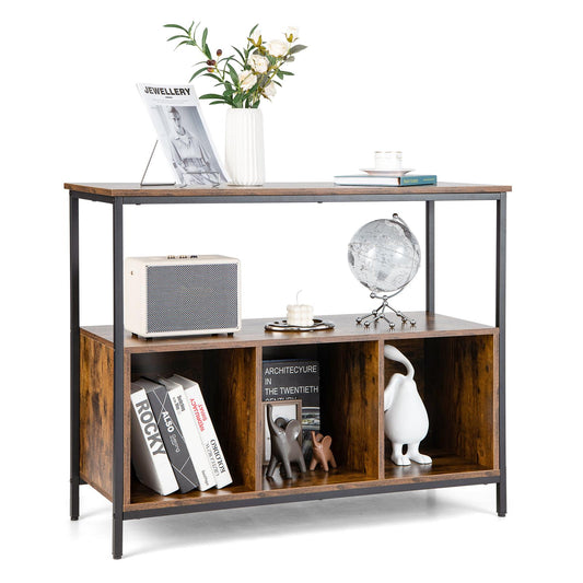 Giantex Sideboard Buffet Table w/Storage Cabinet & Shelves, Industrial Microwave Oven Stand, Coffee Bar Station, Stationary Kitchen Island Cart, Coffee