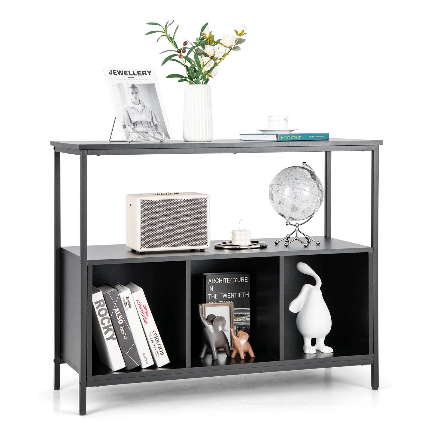 Giantex Sideboard Buffet Table w/Storage Cabinet & Shelves, Industrial Microwave Oven Stand, Coffee Bar Station, Stationary Kitchen Island Cart