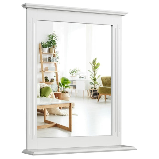 Giantex Bathroom Wall Mirror, Square Vanity  Makeup  Hanging Mirror for Dressing Room Washroom Bedroom, White