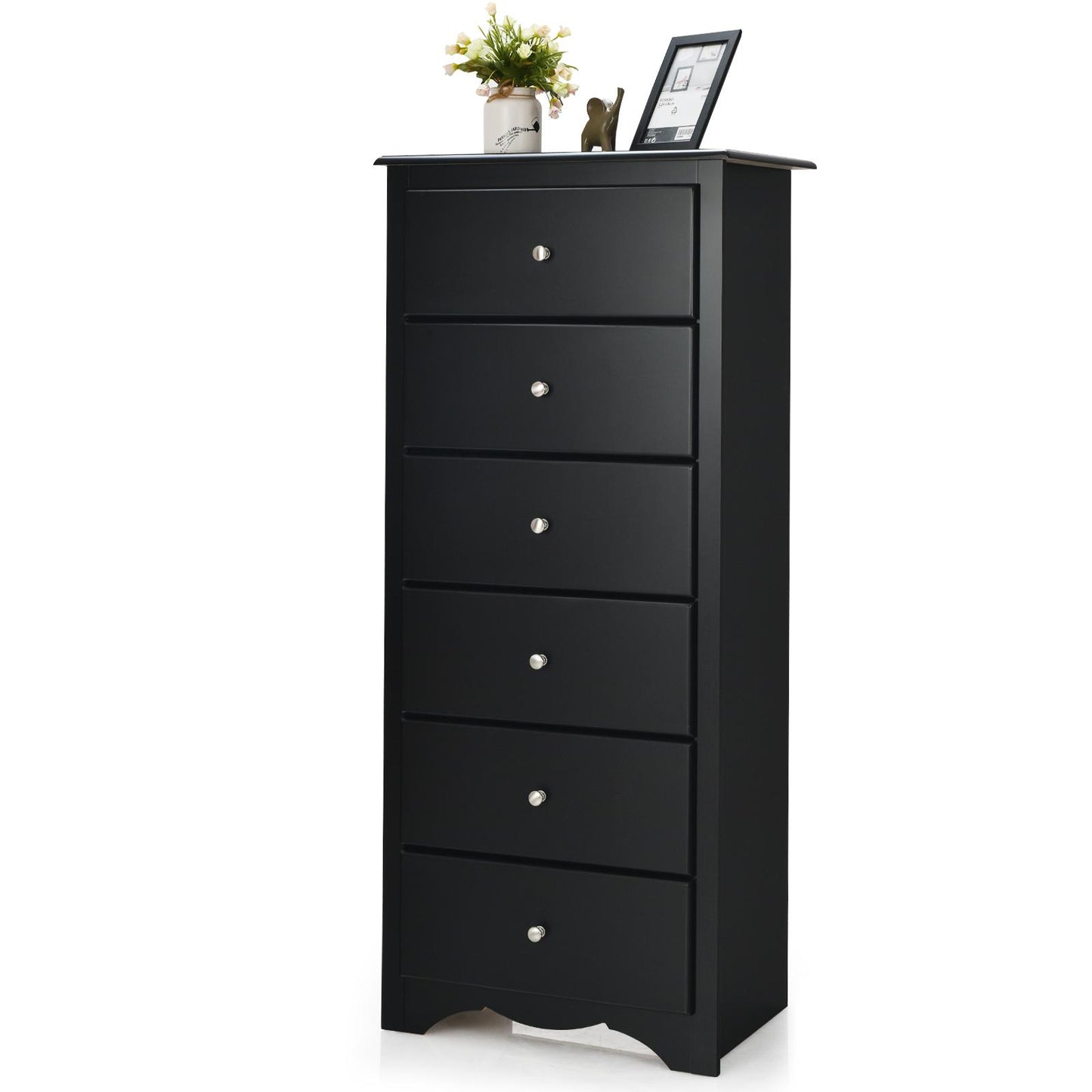 Giantex 6 Dresser Chest, Free Standing Wooden Storage Cabinet, Tall Dresser Clothes Organizer, Black